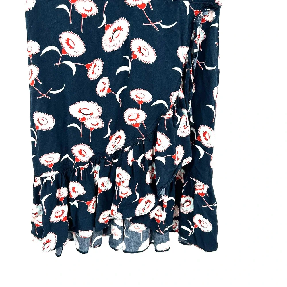 J. Crew Mercantile size 0 short sleeve wrap‎ dress deep teal floral print